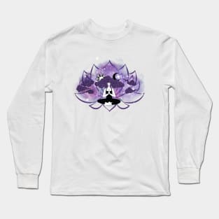 Mindful Meditation Lotus Lady - Buddhism Spirituality Long Sleeve T-Shirt